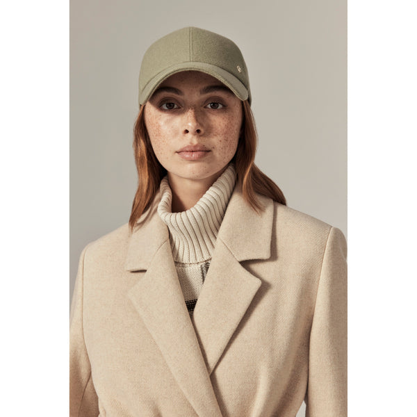 Helen Kaminski Beckett Wool Cap Hat Cap Washed Khaki