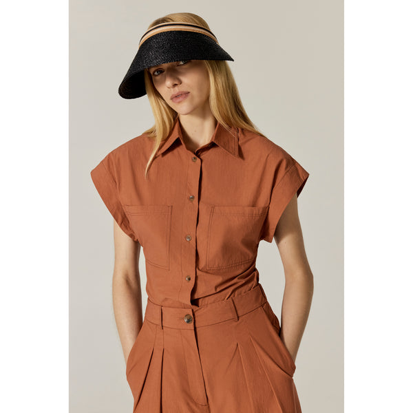 Helen Kaminski Bianca 12 Hat Visor Charcoal/ Black Stripe