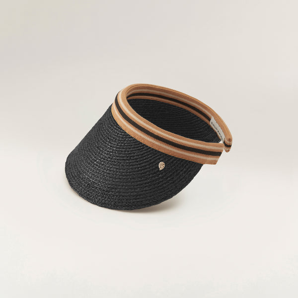 Helen Kaminski Bianca 12 Hat Visor Charcoal/ Black Stripe