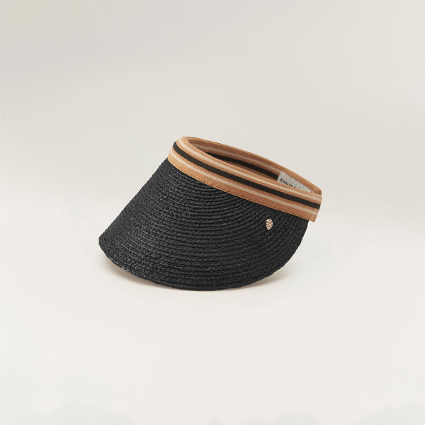 Helen Kaminski Bianca 12 Hat Visor Charcoal/ Black Stripe