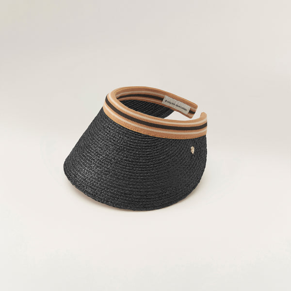 helen kaminski Bianca 12 Hat Visor Charcoal/ Black Stripe