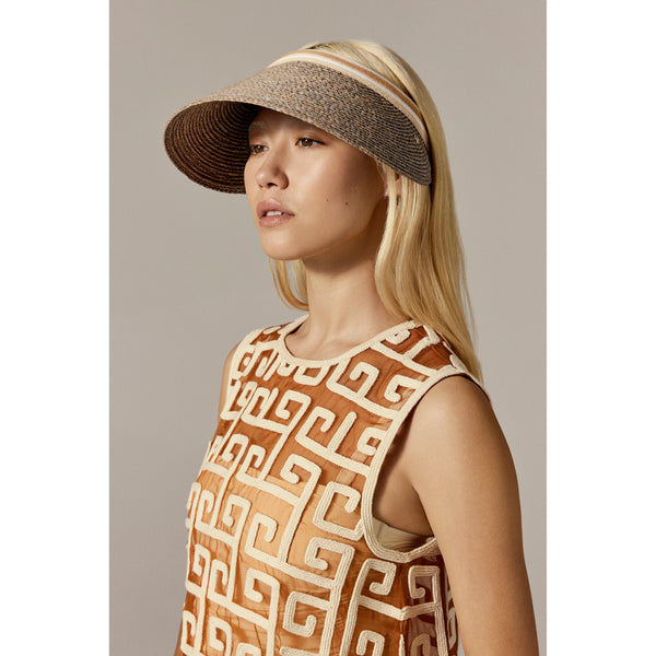 Helen Kaminski Bianca 12 Hat Visor Eclipse Melange/Nougat Stripe