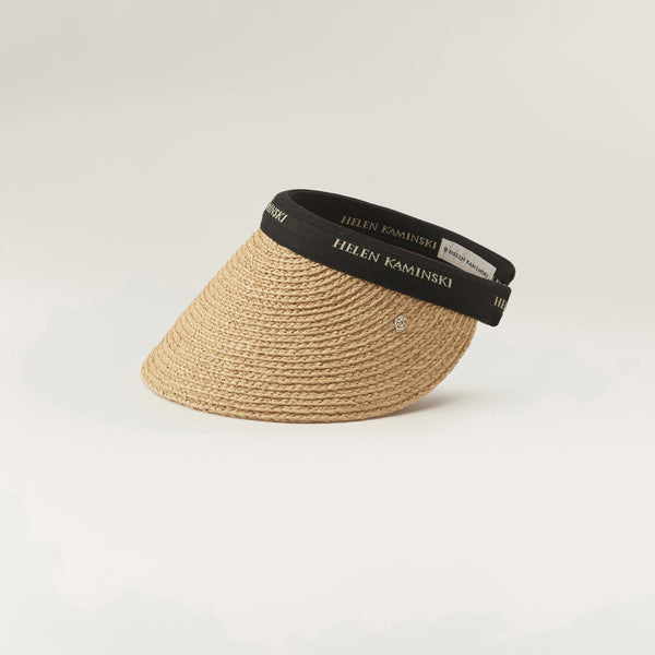 Helen Kaminski Bianca 12 Hat Visor Natural/Black Logo