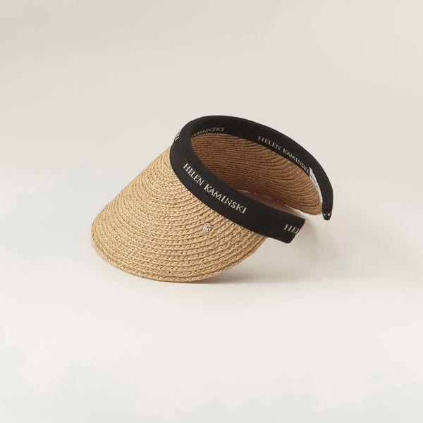 Helen Kaminski Bianca 12 Hat Visor Natural/Black Logo