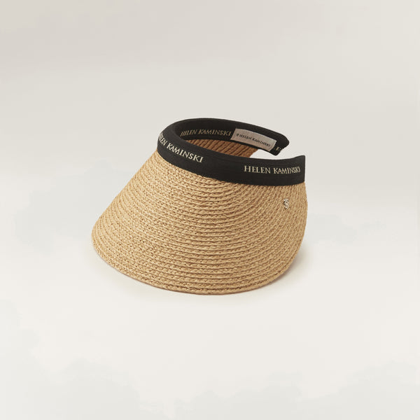 helen kaminski Bianca 12 Hat Visor Natural/Black Logo