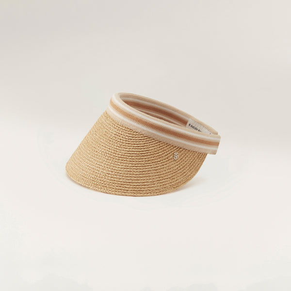 Helen Kaminski Bianca 12 Hat Visor Natural/Nougat Stripe