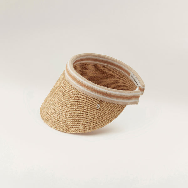 Helen Kaminski Bianca 12 Hat Visor Natural/Nougat Stripe