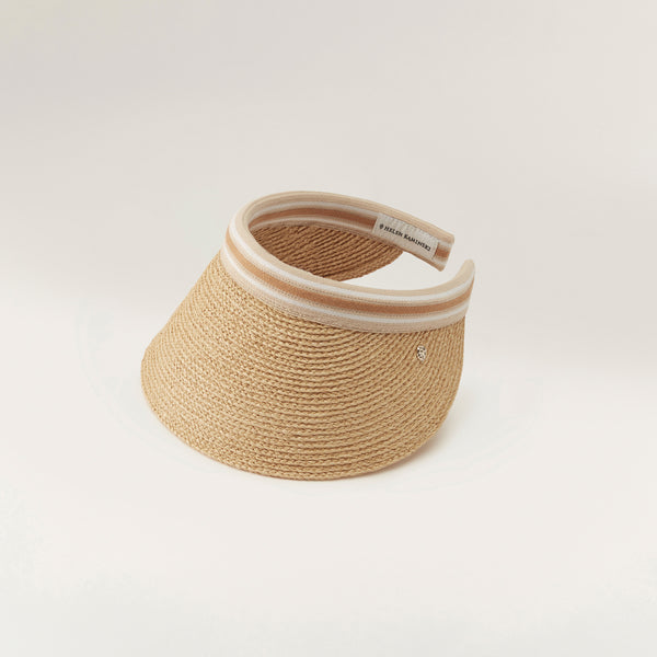 helen kaminski Bianca 12 Hat Visor Natural/Nougat Stripe