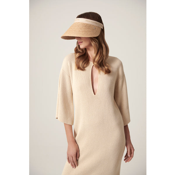 Helen Kaminski Bianca 12 Hat Visor Nougat/Natural Logo
