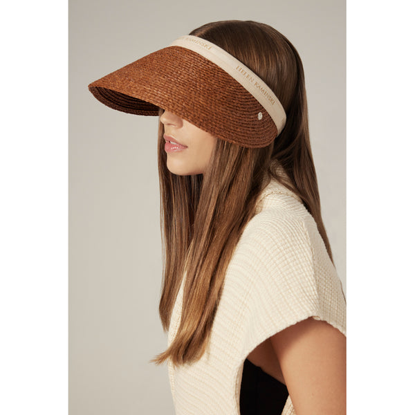 Helen Kaminski Bianca 12 Hat Visor Nutshell/ Natural Logo