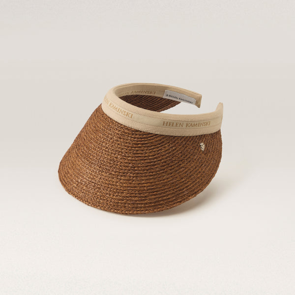 helen kaminski Bianca 12 Hat Visor Nutshell/ Natural Logo