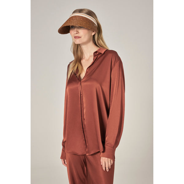 Helen Kaminski Bianca 12 Hat Visor Nutshell/ Nougat Stripe