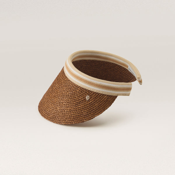 Helen Kaminski Bianca 12 Hat Visor Nutshell/ Nougat Stripe