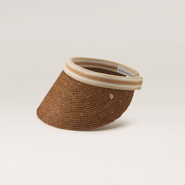 Helen Kaminski Bianca 12 Hat Visor Nutshell/ Nougat Stripe