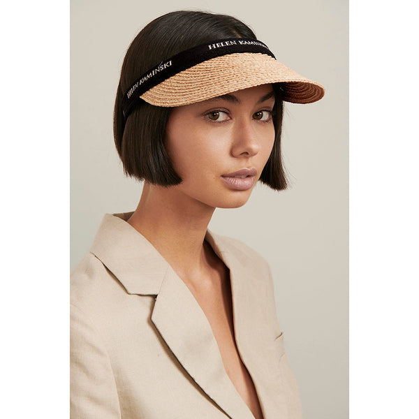 Helen Kaminski Bianca 8 Logo Visor Hat Visor Natural/Black Logo