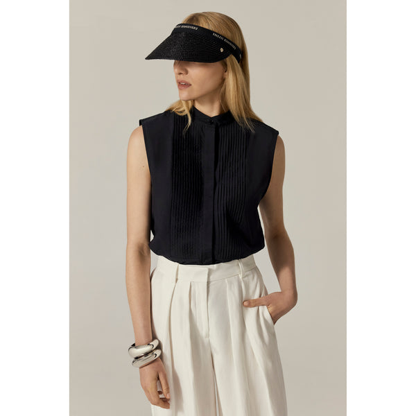 Helen Kaminski Bianca Hat Visor Charcoal/ Black Logo