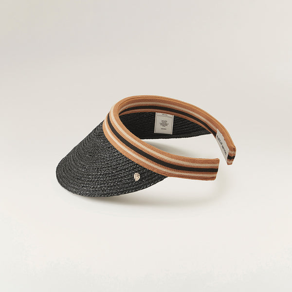 Helen Kaminski Bianca Hat Visor Charcoal/ Black Stripe