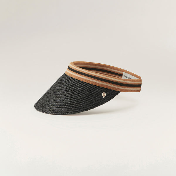 Helen Kaminski Bianca Hat Visor Charcoal/ Black Stripe