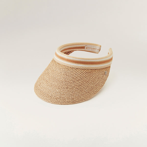helen kaminski Bianca Hat Visor Natural/Nougat Stripe