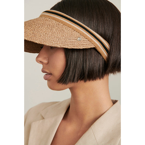 Helen Kaminski Bianca Hat Visor Nougat/Black Stripe