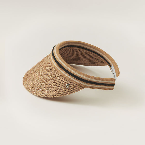 Helen Kaminski Bianca Hat Visor Nougat/Black Stripe