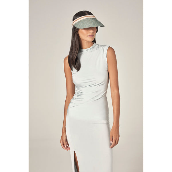 Helen Kaminski Bianca Hat Visor Seaglass/ Nougat Stripe