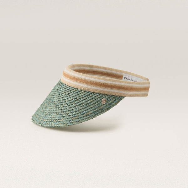 Helen Kaminski Bianca Hat Visor Seaglass/ Nougat Stripe