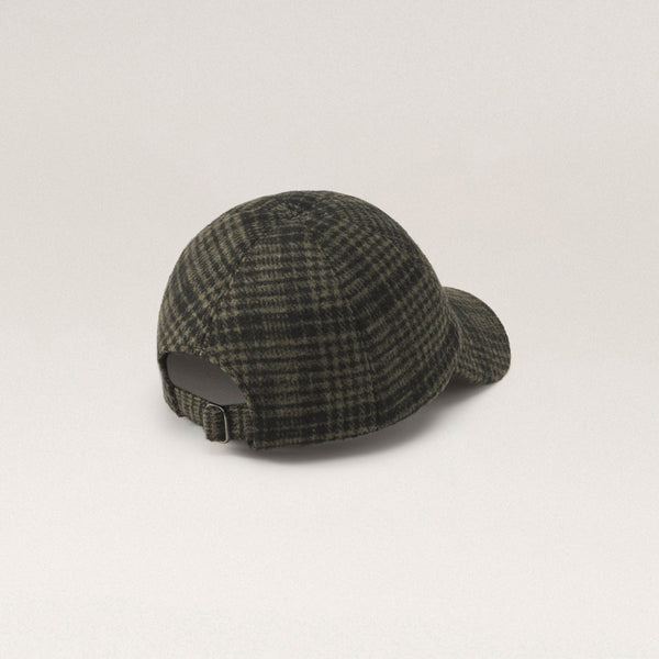 Helen Kaminski Buddy Wool Blend Check Cap Hat Cap Washed Khaki