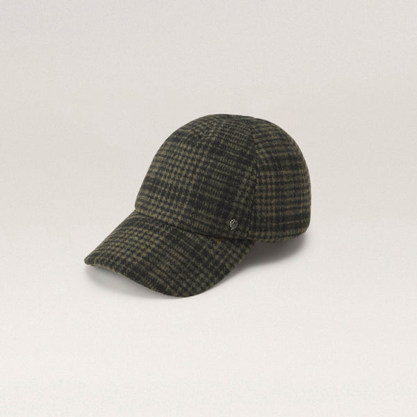 helen kaminski Buddy Wool Blend Check Cap Hat Cap Washed Khaki