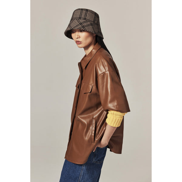 helen kaminski Calvin Wool Blend Check Bucket Hat Bucket Mushroom