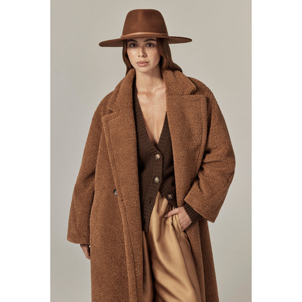Helen Kaminski Claude Wool Fedora Hat Fedora Dark Camel