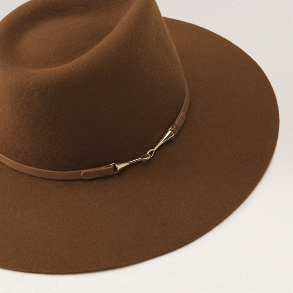 Helen Kaminski Claude Wool Fedora Hat Fedora Dark Camel