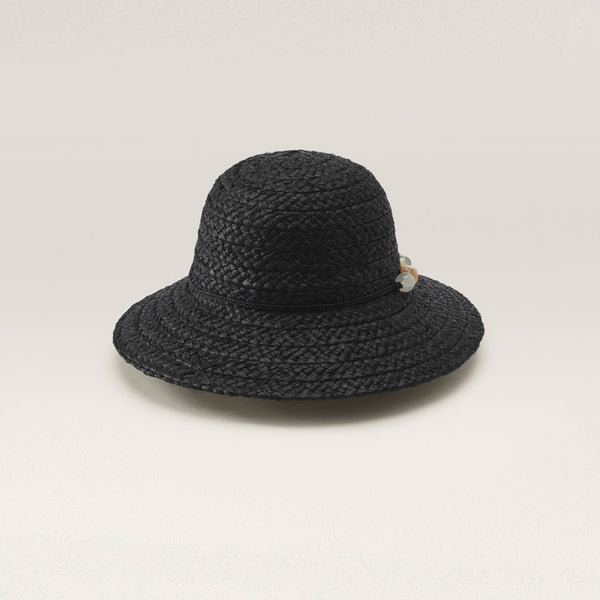 Helen Kaminski Darya Hat Wide Brim Charcoal/Natural