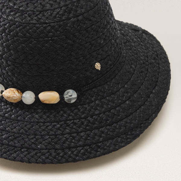 Helen Kaminski Darya Hat Wide Brim Charcoal/Natural