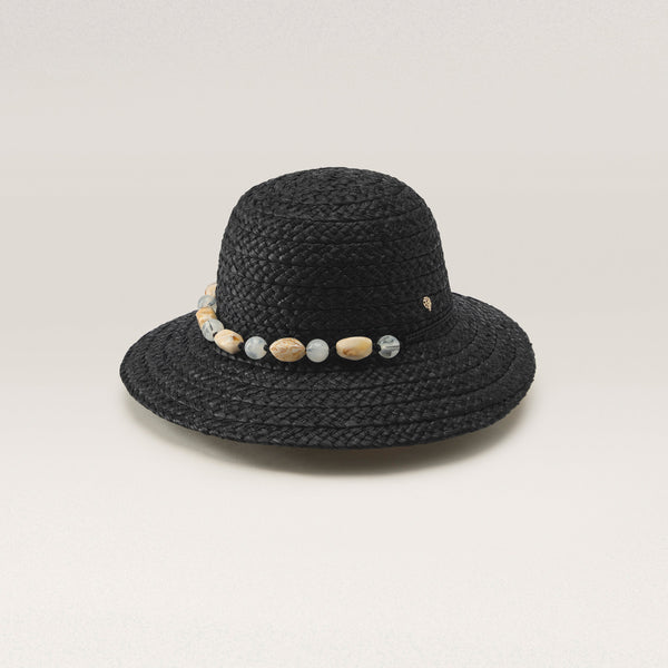 helen kaminski Darya Hat Wide Brim Charcoal/Natural