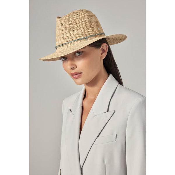 Helen Kaminski Desmonda Hat Fedora Natural/ Seaglass