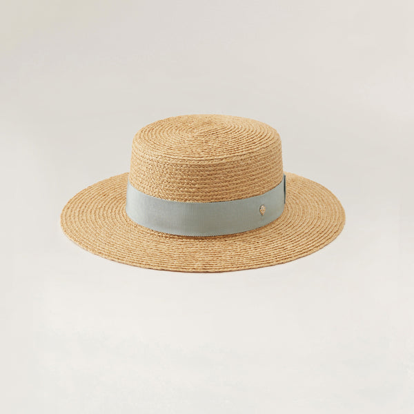 helen kaminski Gracie Hat Boater Natural/ Chalk Blue