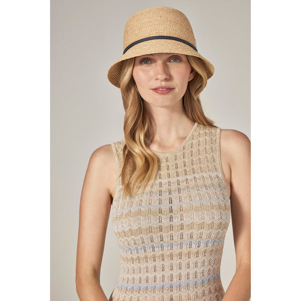Helen Kaminski Besa 6 Hat Cloche Natural/ Indigo