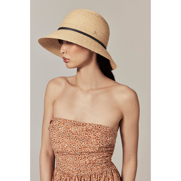 Helen Kaminski Besa 9 Hat Cloche Natural/ Indigo