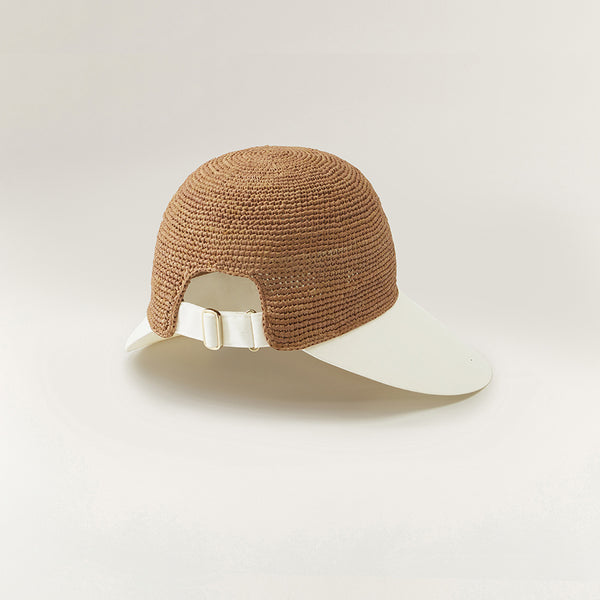 Helen Kaminski Blaise Hat Visor Nougat/Off White