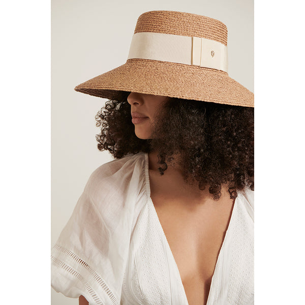 Helen Kaminski Easton Hat Wide Brim Nougat/Cream