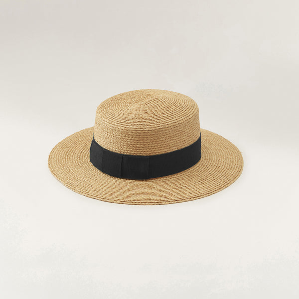 Helen Kaminski Gracie Hat Boater Natural/Black