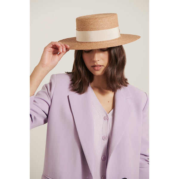 Helen Kaminski Gracie Hat Boater Nougat/Cream