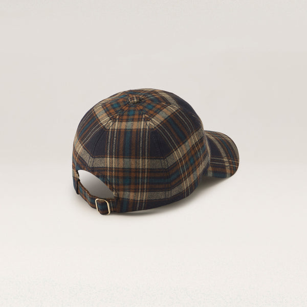 Helen Kaminski Jason Check Cap Hat Cap Navy