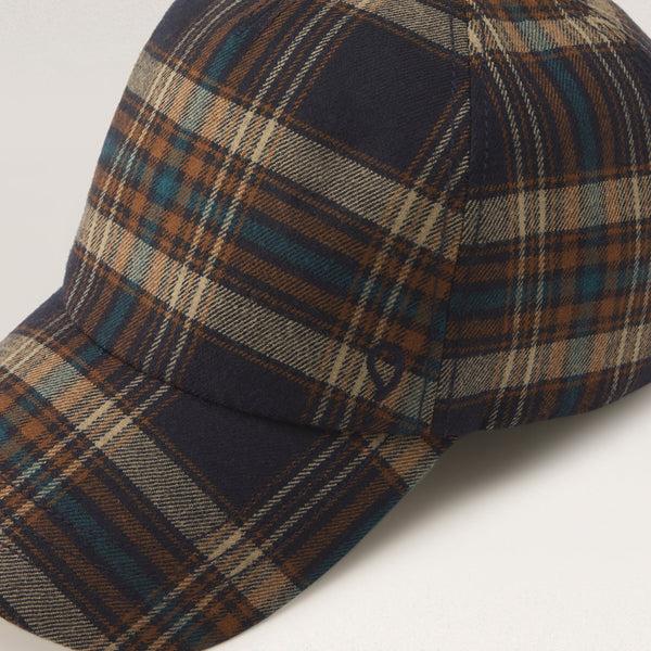 Helen Kaminski Jason Check Cap Hat Cap Navy