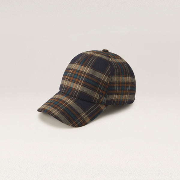 helen kaminski Jason Check Cap Hat Cap Navy