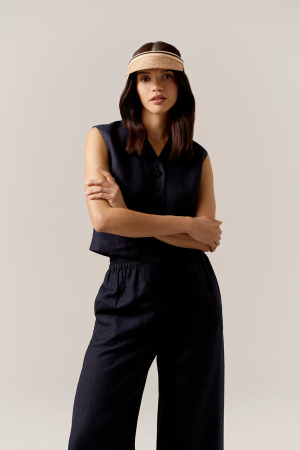 Helen Kaminski Marina Natural/Black Logo