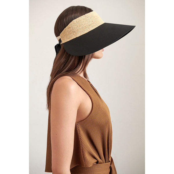 Helen Kaminski Rosalie Hat Visor Natural/Black