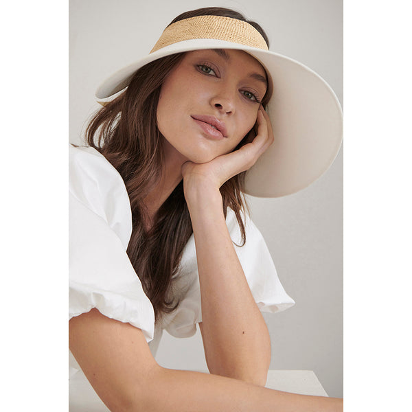 Helen Kaminski Rosalie Hat Visor Natural/Off White