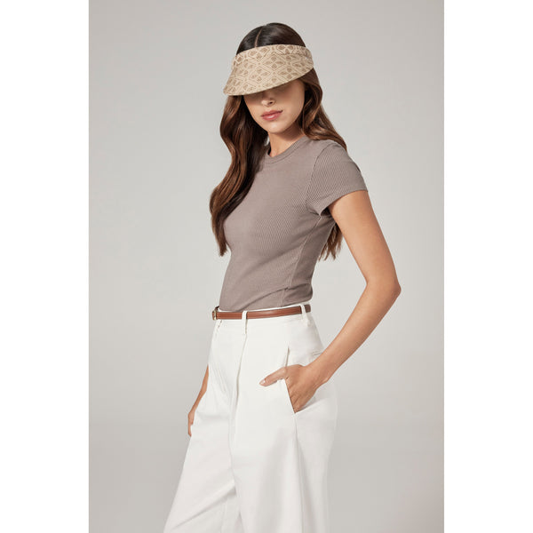 Helen Kaminski Tyra Hat Visor Jacquard Latte